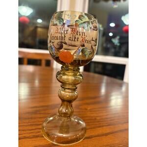 One (1) Antique Amber Roemer Glass, possible Theresienthal, van Hauten
